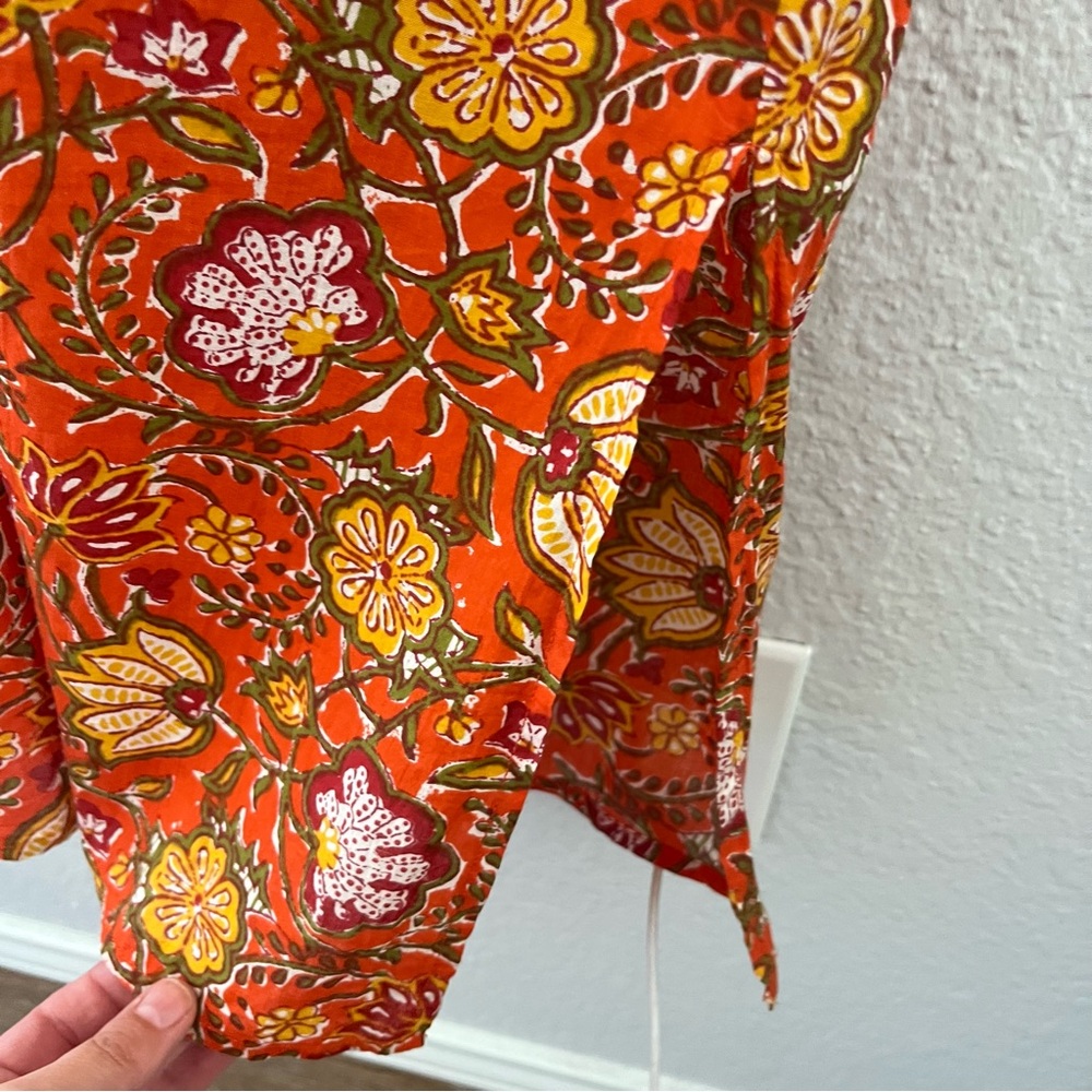 Vibrant Orange Floral Midi Dress - Picture 13 of 14